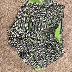 Nike Tempo Green and Blue Striped Athletic Shorts